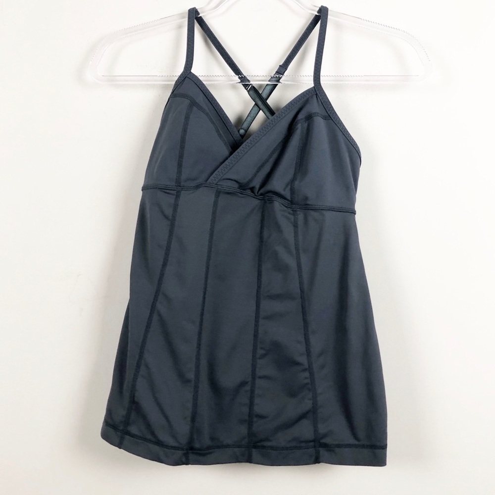 Lululemon Charcoal Gray V Neck Athletic Tank Top